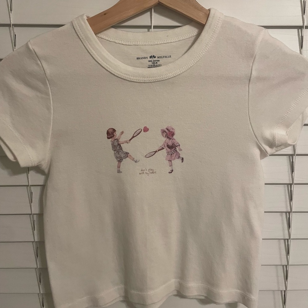 brandy melville "don't play with my heart" crop shirt